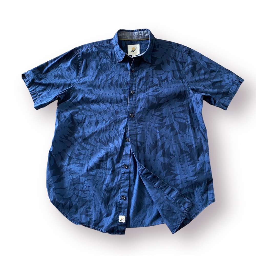 Fundamental Coast Floral Print button down Short Sleeve Shirt sz L
